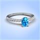 4 - Aurin 7x5 mm Oval Blue Topaz and Round Diamond Engagement Ring 