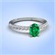 4 - Aurin 7x5 mm Oval Emerald and Round Diamond Engagement Ring 