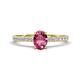 1 - Aurin 7x5 mm Oval Pink Tourmaline and Round Diamond Engagement Ring 