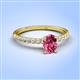 4 - Aurin 7x5 mm Oval Pink Tourmaline and Round Diamond Engagement Ring 