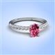 4 - Aurin 7x5 mm Oval Pink Tourmaline and Round Diamond Engagement Ring 