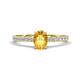 1 - Aurin 7x5 mm Oval Citrine and Round Diamond Engagement Ring 