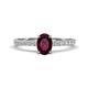 1 - Aurin 7x5 mm Oval Rhodolite Garnet and Round Diamond Engagement Ring 