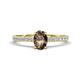 1 - Aurin 7x5 mm Oval Smoky Quartz and Round Diamond Engagement Ring 