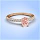 4 - Aurin 7x5 mm Oval Morganite and Round Diamond Engagement Ring 
