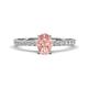 1 - Aurin 7x5 mm Oval Morganite and Round Diamond Engagement Ring 