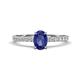 1 - Aurin 7x5 mm Oval Iolite and Round Diamond Engagement Ring 