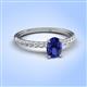 4 - Aurin 7x5 mm Oval Iolite and Round Diamond Engagement Ring 