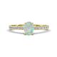 1 - Aurin 7x5 mm Oval Opal and Round Diamond Engagement Ring 