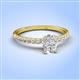 4 - Aurin 7x5 mm Oval White Sapphire and Round Diamond Engagement Ring 