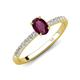 5 - Aurin 7x5 mm Oval Rhodolite Garnet and Round Diamond Engagement Ring 