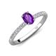 5 - Aurin 7x5 mm Oval Amethyst and Round Diamond Engagement Ring 