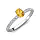 5 - Aurin 7x5 mm Oval Citrine and Round Diamond Engagement Ring 