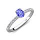 5 - Aurin 7x5 mm Oval Tanzanite and Round Diamond Engagement Ring 