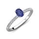 5 - Aurin 7x5 mm Oval Iolite and Round Diamond Engagement Ring 