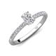 5 - Aurin 7x5 mm Oval White Sapphire and Round Diamond Engagement Ring 