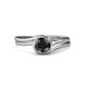 4 - Elena Signature 5.50 mm Round Black Diamond Bypass Solitaire Engagement Ring 