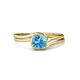 4 - Elena Signature 5.50 mm Round Blue Topaz Bypass Solitaire Engagement Ring 