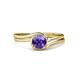 4 - Elena Signature 5.50 mm Round Iolite Bypass Solitaire Engagement Ring 