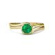 4 - Elena Signature 5.50 mm Round Emerald Bypass Solitaire Engagement Ring 