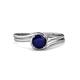 4 - Elena Signature 5.50 mm Round Blue Sapphire Bypass Solitaire Engagement Ring 