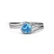 4 - Elena Signature 5.50 mm Round Blue Topaz Bypass Solitaire Engagement Ring 
