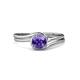 4 - Elena Signature 5.50 mm Round Iolite Bypass Solitaire Engagement Ring 