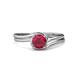 4 - Elena Signature 5.50 mm Round Ruby Bypass Solitaire Engagement Ring 