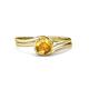 4 - Elena Signature 5.50 mm Round Citrine Bypass Solitaire Engagement Ring 