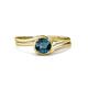 4 - Elena Signature 5.50 mm Round Blue Diamond Bypass Solitaire Engagement Ring 