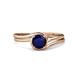 4 - Elena Signature 5.50 mm Round Blue Sapphire Bypass Solitaire Engagement Ring 
