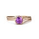 4 - Elena Signature 5.50 mm Round Amethyst Bypass Solitaire Engagement Ring 