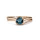 4 - Elena Signature 5.50 mm Round Blue Diamond Bypass Solitaire Engagement Ring 