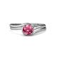 4 - Elena Signature 5.50 mm Round Pink Tourmaline Bypass Solitaire Engagement Ring 