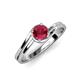 5 - Elena Signature 5.50 mm Round Ruby Bypass Solitaire Engagement Ring 