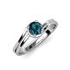 5 - Elena Signature 5.50 mm Round Blue Diamond Bypass Solitaire Engagement Ring 