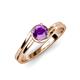 5 - Elena Signature 5.50 mm Round Amethyst Bypass Solitaire Engagement Ring 