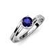 5 - Elena Signature 5.50 mm Round Blue Sapphire Bypass Solitaire Engagement Ring 