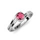 5 - Elena Signature 5.50 mm Round Pink Tourmaline Bypass Solitaire Engagement Ring 