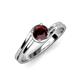 5 - Elena Signature 5.50 mm Round Red Garnet Bypass Solitaire Engagement Ring 