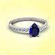 3 - Aurin 7x5 mm Pear Blue Sapphire and Round Diamond Engagement Ring 