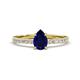 1 - Aurin 7x5 mm Pear Blue Sapphire and Round Diamond Engagement Ring 