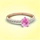 3 - Aurin 7x5 mm Pear Pink Sapphire and Round Diamond Engagement Ring 