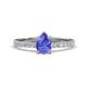 1 - Aurin 7x5 mm Pear Tanzanite and Round Diamond Engagement Ring 