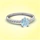 3 - Aurin 7x5 mm Pear Aquamarine and Round Diamond Engagement Ring 