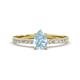 1 - Aurin 7x5 mm Pear Aquamarine and Round Diamond Engagement Ring 