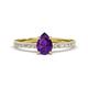 Aurin 7x5 mm Pear Amethyst and Round Diamond Engagement Ring 
