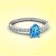 3 - Aurin 7x5 mm Pear Blue Topaz and Round Diamond Engagement Ring 
