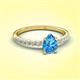 3 - Aurin 7x5 mm Pear Blue Topaz and Round Diamond Engagement Ring 