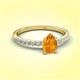 3 - Aurin 7x5 mm Pear Citrine and Round Diamond Engagement Ring 